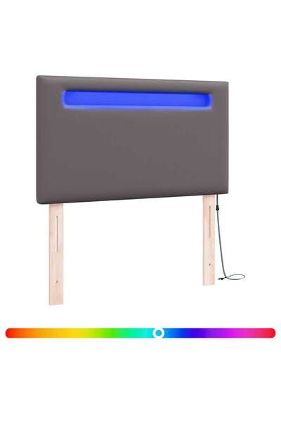 vidaxl LED Headboard Grey 90 cm Artificial Leather