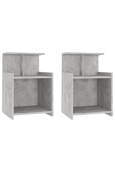 vidaxl Noptiere, 2 buc., gri beton, 40x35x60 cm, PAL