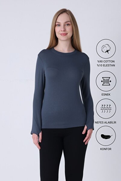 Altınay Women's Finger Detailed Long Sleeve Hijab Body Suit