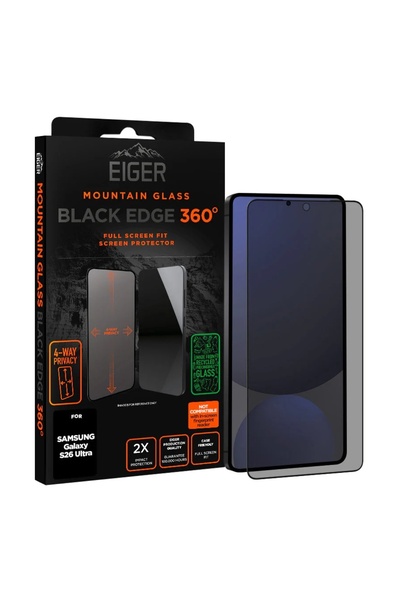 EIGER Folie Sticla Privacy Mountain Edge GRS 360 Samsung Galaxy S26 Ultra Negru