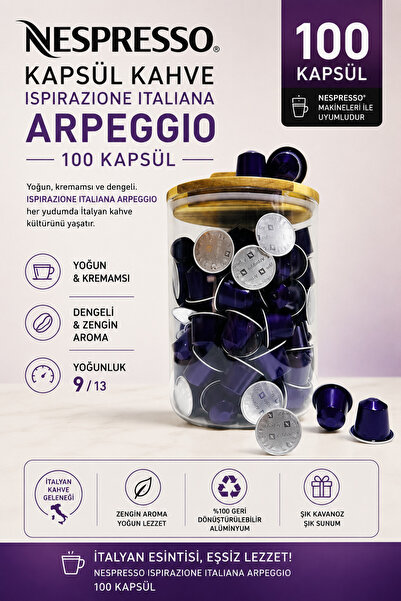 Nespresso Kapsül Kahve Arpeggio 100 Kapsül + Kutu Hediyeli