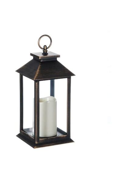 OEM Felinar decorativ suspendat din bronz periat cu lumânare LED 14x14x30cm