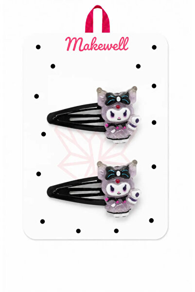 MakeWell Black and Purple Kuromi Figured Snap Hair Clip Set – Cute Character ...