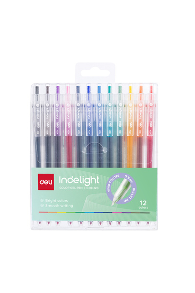 Deli SET DE 12 PIXURI CU GEL CU MECANISM DE 0.5MM, CULORI ASORTATE INDELIGHT