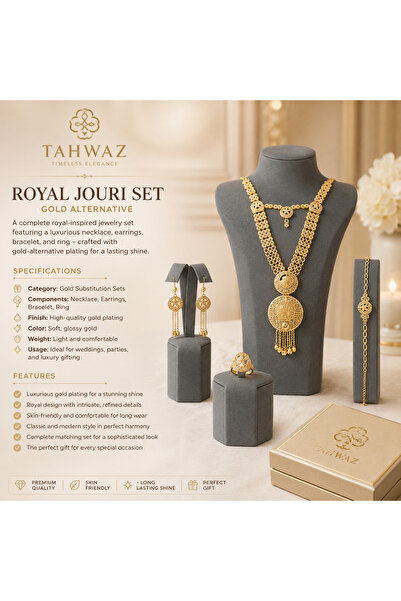 Tahwaz Royal Jouri Jewelry Set for Women – Luxury Gold Alternative Necklace, ...