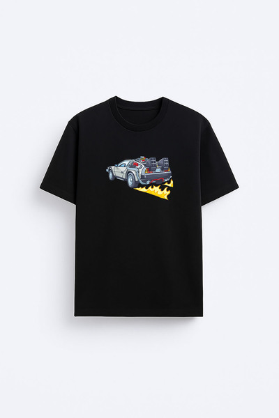cesita تي شيرت أسود مطبوع عليه Back to the Future