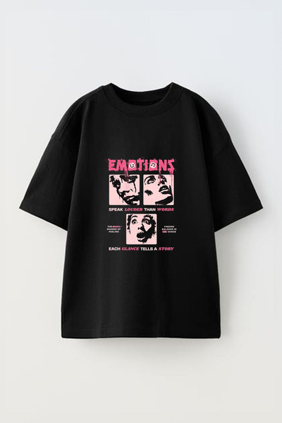 Anetos Μπλουζάκι με σχέδιο Emotions Faces, με προεκτυπωμένο σχέδιο μπροστά, α...