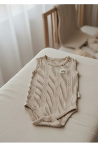 Nio Lua Baby Moon Car Emblem Embroidered 100% Cotton Sleeveless Snap Fastener Bodysuit