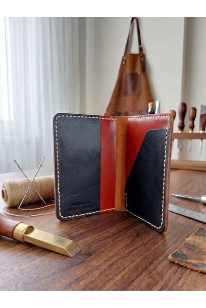 LUNA LUSTER Genuine Leather Minimalist Dual Color Card Compartment Wallet Car...