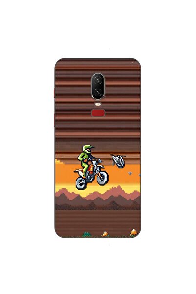 OEM Husa compatibila cu OnePlus 6 Silicon Gel Tpu Model Pixel Art Motorcross