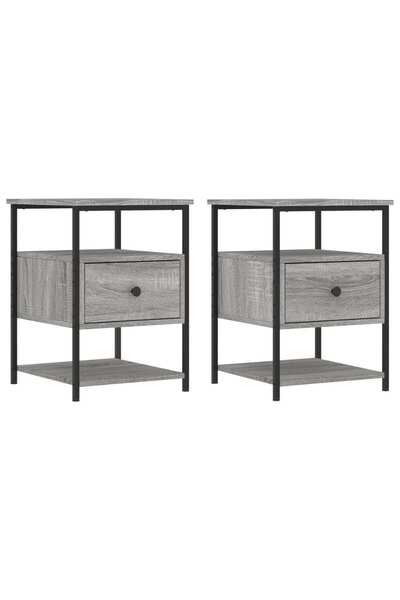 vidaxl Noptiere, 2 buc., gri sonoma, 40x42x56 cm, lemn compozit