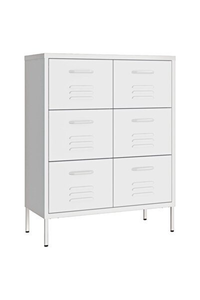 vidaxl Cabinet with drawers, white, 80x35x101.5 cm, steel