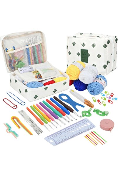 Arabest 57-Piece Crochet Hook Kit,Yarn and Accessories,Portable Craft Tool Se...