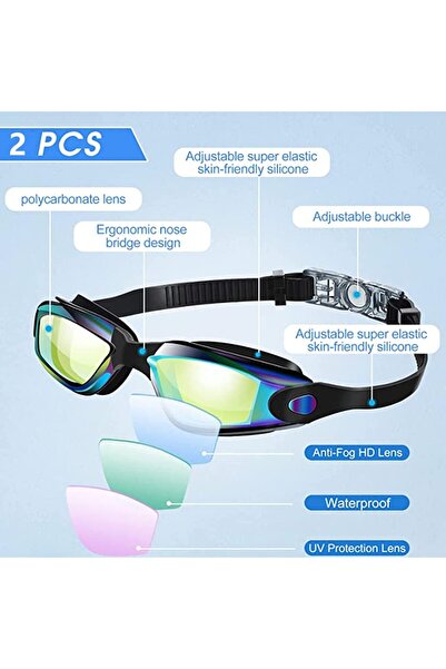 SPAULD Kids Swim Goggles, Pack of 2 Swimming Goggles for Kids Children Boys & Girls Teens Age 3-18