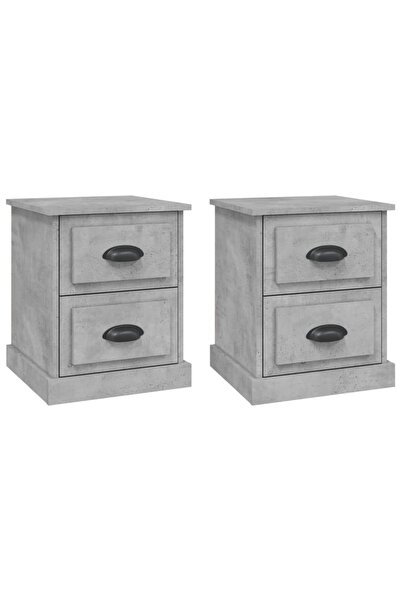 vidaxl Noptiere, 2 buc, gri beton, 39x39x47,5 cm, lemn prelucrat