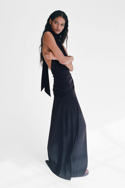 H&M Drapeli Halter Yaka Elbise