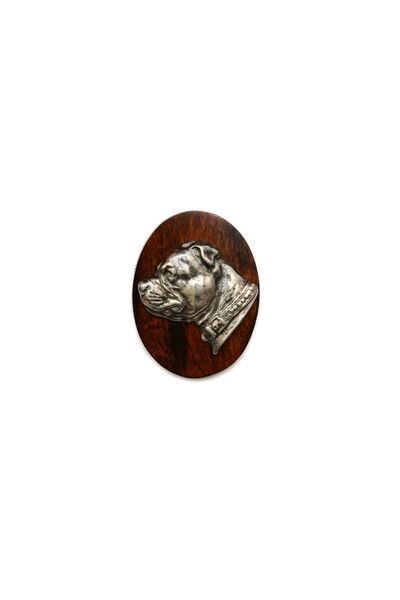 Art - Dog Staffordshire Bull Terrier, Staffy I - Dog show brooch, starter num...