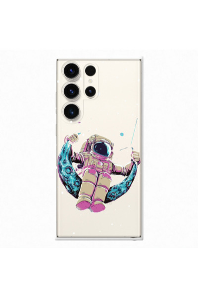 Other Samsung S23 Ultra Astronaut swinging on the moon Transparent Silicone T...