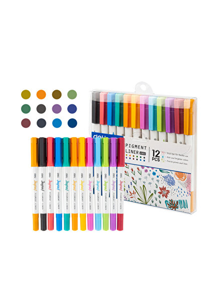 Deli Markere cu pigment 2 vârfuri 0.5/1 mm Set 12 culori INSPIRA