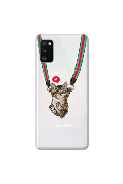 Other Samsung A41 Swinging cat Transparent Silicone TPU Θήκη
