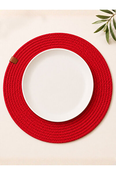 BERT Single Red Jute Placemat 32 cm - Decorative Knitted American Placemat