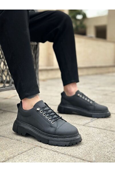 Generic Brand BA0245 Black Smart Elastic Lace High Black Sole Casual Men's Shoes