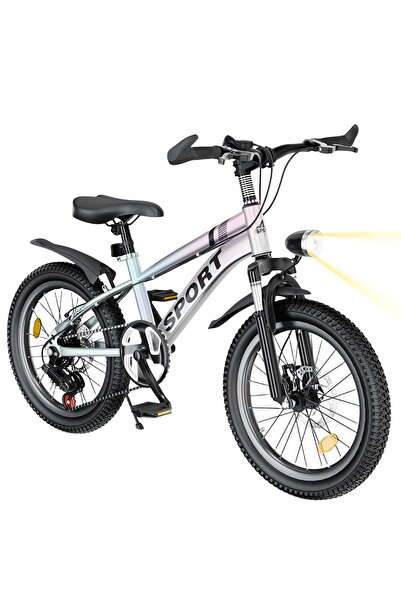 Ma Baby Mountain Bike for Kids 18 Inch, Dual Disc Brakes 7-Speed Gears, with ...