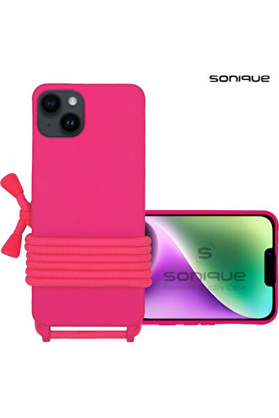 Other Θήκη Σιλικόνης με Κορδόνι Μεταφοράς Sonique για Apple iPhone 14 Plus Ροζ