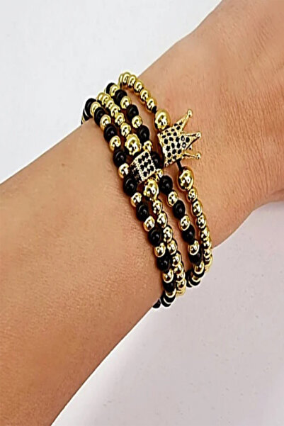 FashionForYou Royal Set, four unisex bracelets, with stainless steel beads an...