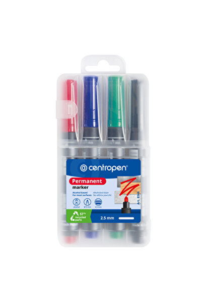 CENTROPEN Permanent Marker 4/SET Round Tip 2.5MM 8566