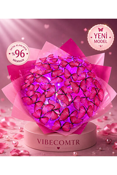 vibecomtr Sevgiliye Özel Işıklı Kelebek Buketi – Trend Romantik Hediye