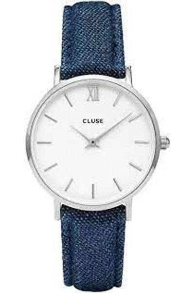 Cluse Γυναικείο Ρολόι Χειρός MINUIT CL30030 Γνήσιο Δέρμα Μπλε Τζιν Λευκό - Έν...