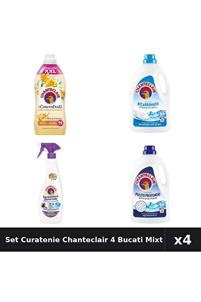 Chanteclair Set 4 Detergent și Balsam Rufe 1575ml-1800ml - Bicarbonat, Mosc A...