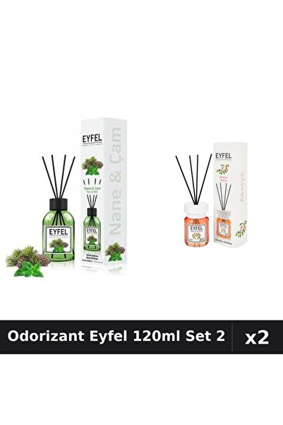 Eyfel Set 2 Odorizante Camera cu Betisoare - Acacia, Pin și Mentă 120ml