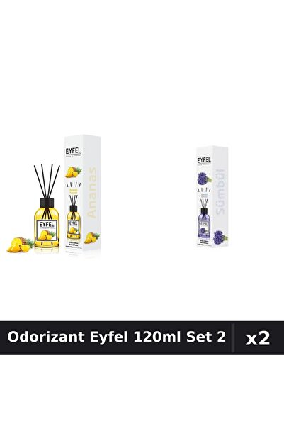 Eyfel Top Bottom Set of 2 Room Air Fresheners with Sticks 120ml - Pineapple, ...