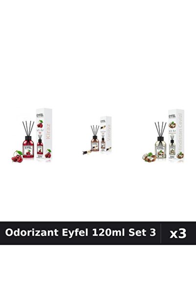Eyfel Set 3 Odorizante Camera cu Betisoare - Cirese, Vanilie, Nuca Cocos 120ml