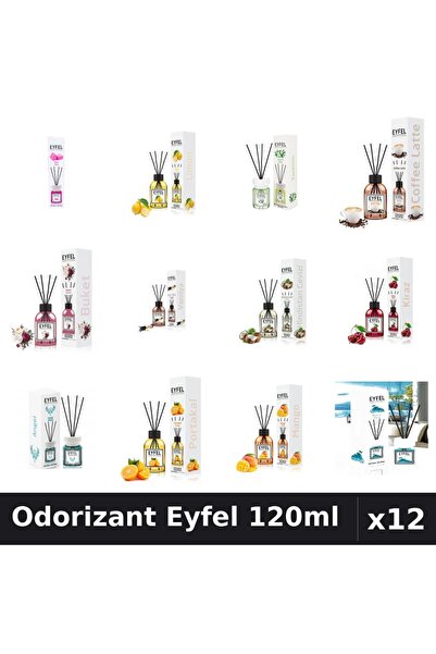 Eyfel Set 12 Odorizante Camera cu Betisoare - 12 Arome Asortate, 120ml