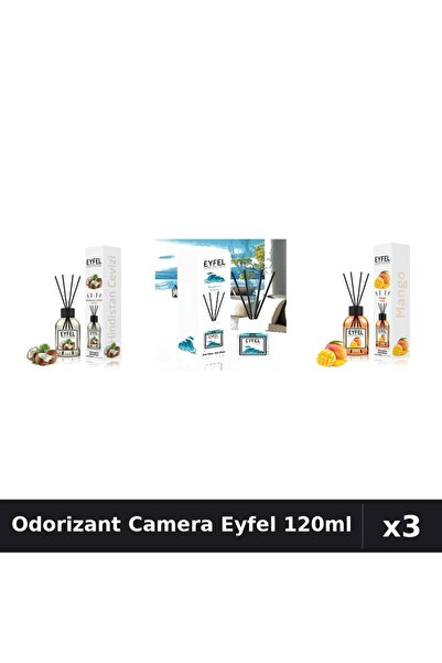 Eyfel Set 3 Odorizante Camera cu Betisoare - Mango, Nuca de Cocos, Ocean 120ml