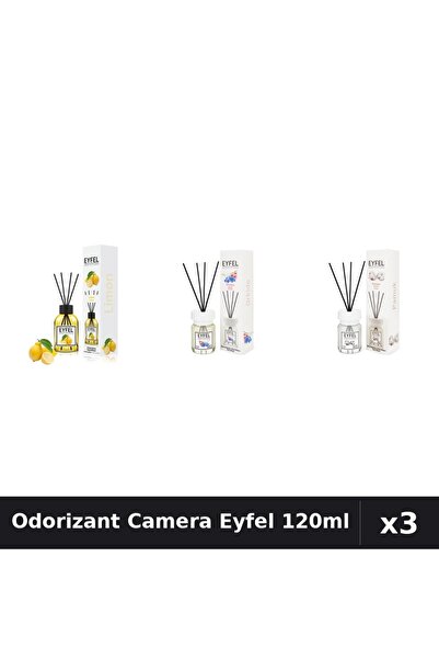 Eyfel Set 3 Odorizant Camera cu Betisoare 120ml - Lamaie, Orhidee, Bumbac