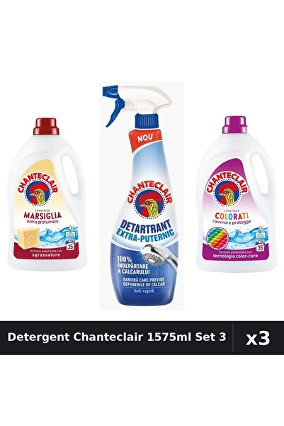 Chanteclair Set 3 Detergenți Lichid Rufe 1575ml - Color, Marsilia, Detartrant...