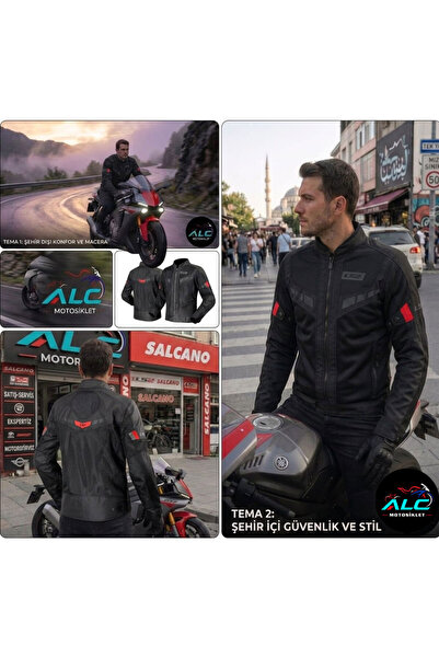 LS2 Blade Air Motorcycle Men's Jacket Black Red A-Level Ce Serfical Alc Motor...