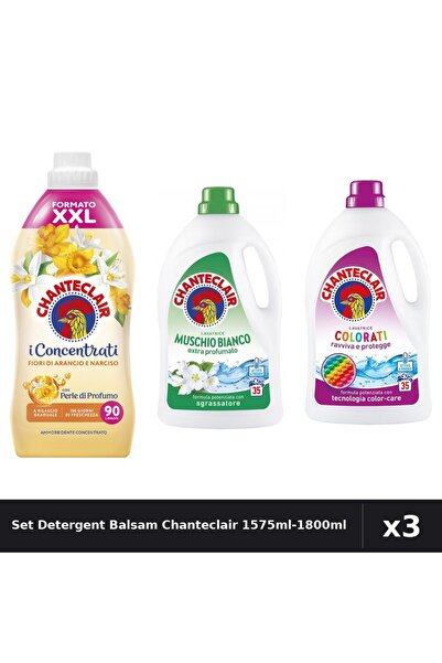 Chanteclair Set 3 Detergent și Balsam Rufe 1575ml-1800ml - Color, Flori Porto...