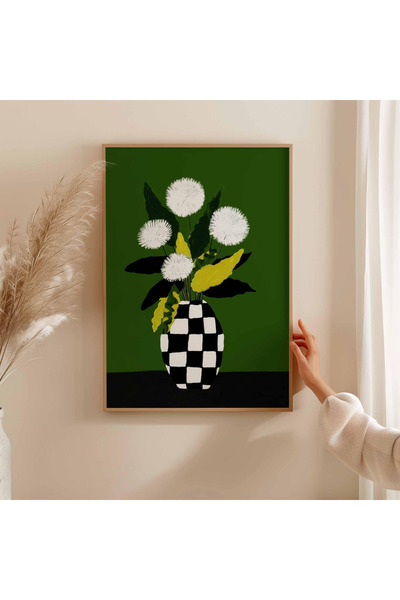 Tuba Decor Εικόνα με ξύλινο πλαίσιο ενός τεμαχίου, λευκά λουλούδια