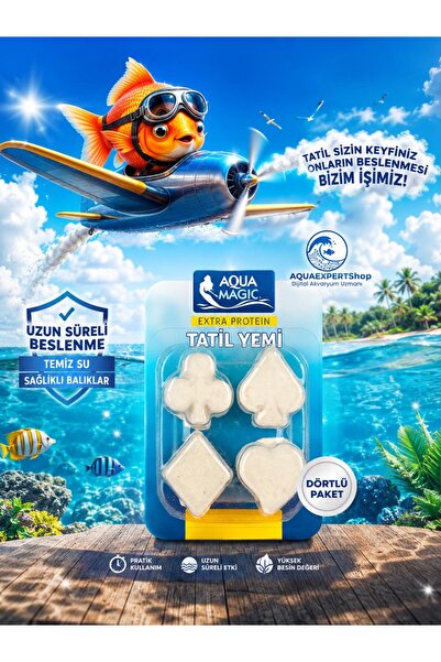 Aqua Magic Akvaryum Balık Tatil Yemi - Dörtlü Yem - Yavaş Salınım - Ekstra Pr...