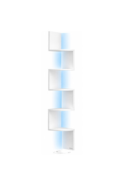 VASAGLE Etajeră plutitoare cu LED RGB, 5 rafturi în zig-zag, montabilă pe per...