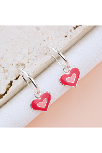BLACK SWAN Bijoux Premium Girly Silver Earrings with Pancake — Pink Heart Ear...