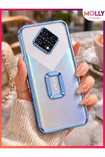 Molly İNFİNİX ZERO 8 İçin Kenarları Metalik Sierra Blue Lens Koruyuculu Lou L...