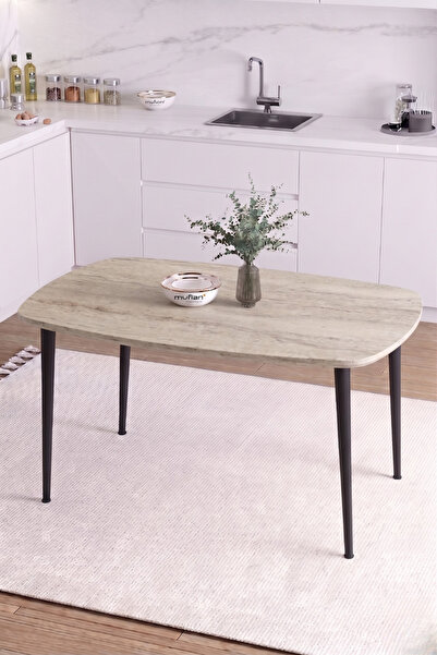 Mufian Concept İskandinav Bohem Oval 60x90 CM Metal Ayaklı Traverten Desen Mu...