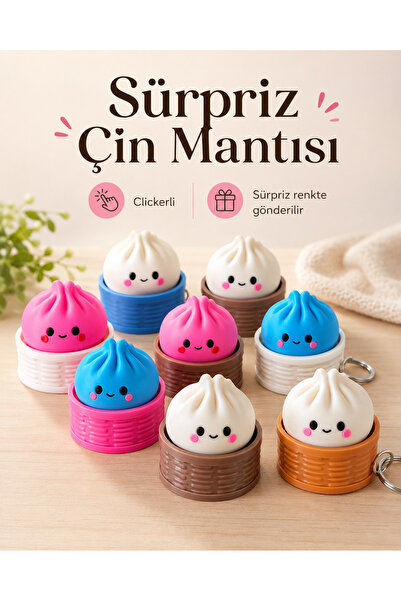 GiginGo Sürpriz Sukuşi Çin Mantısı Clicker Anahtarlık Sürpriz Renk Sevimli Ça...