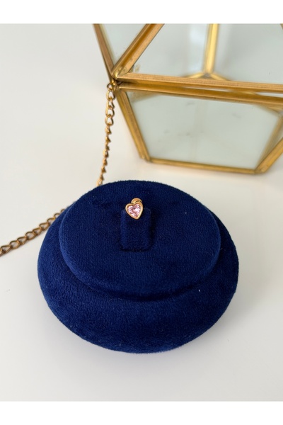 SU PERİSİ TAKI BİJUTERİ Cerrahi Çelik Gold Pembe Taş Detaylı Kalp Piercing He...
